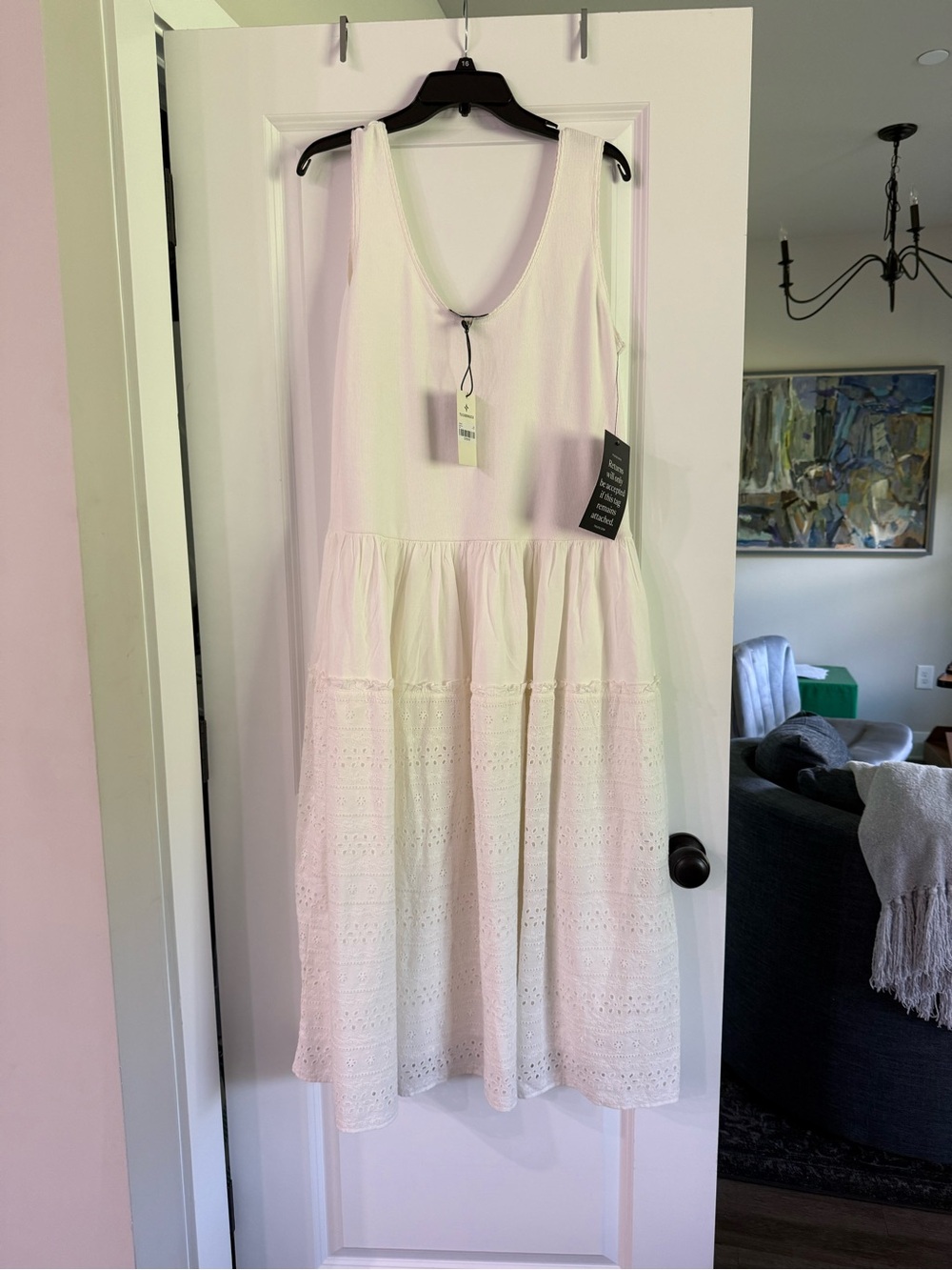 Tuckernuck White Eyelet Scoop-Neck Midi Dress